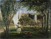 Child in a Garden with His Little Horse and Cart Charles Robert Leslie